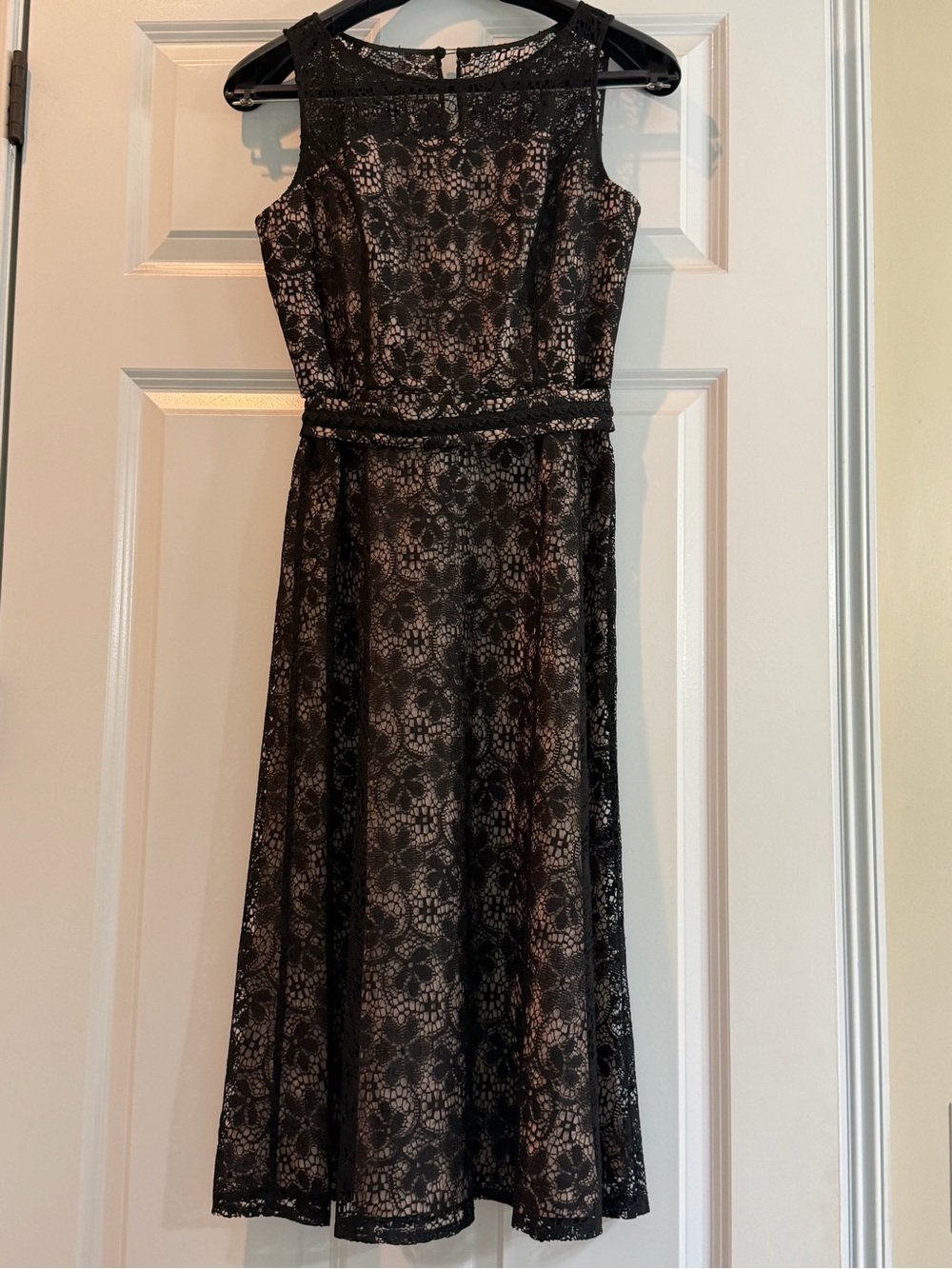 Coldwater Creek Black Lace Overlay A-Line Dress
